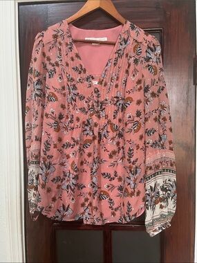 Veronica Beard Lowell Pink Floral Blouse
